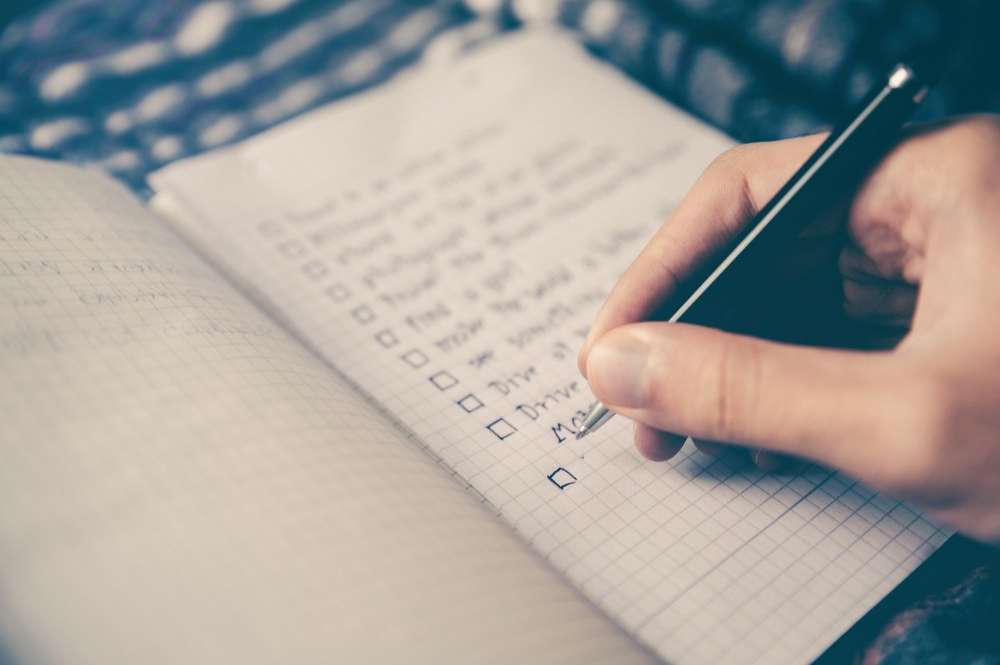 checklist goals writing plan